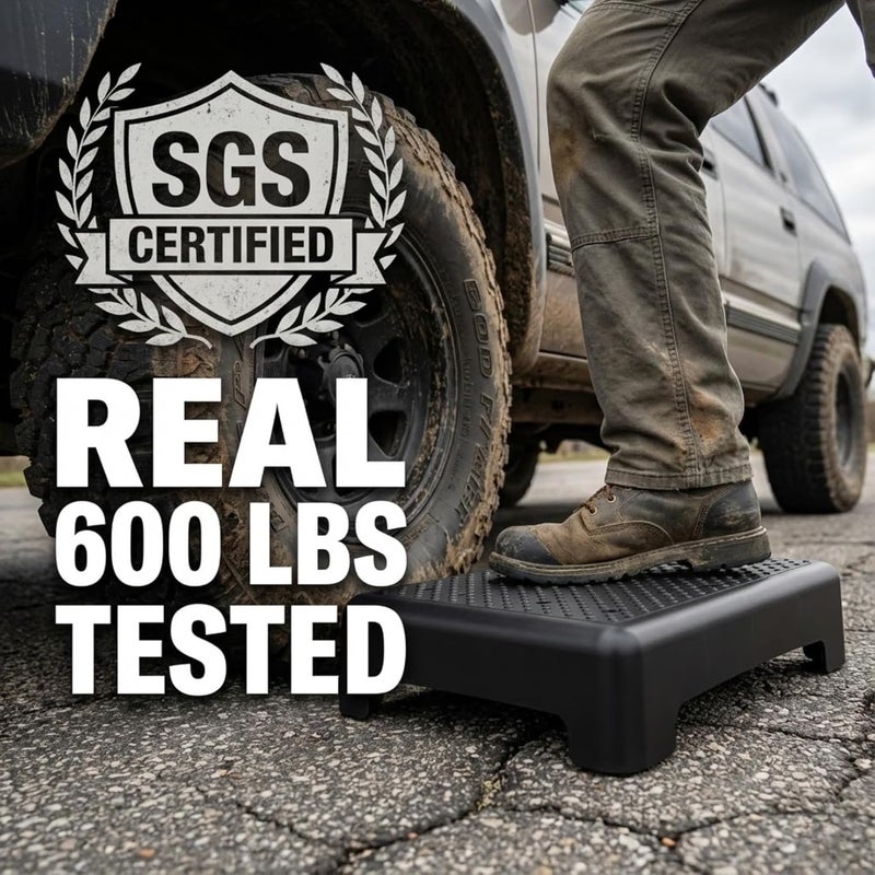 GWNF3.35'' خطوة قصيرة - سعة 600 رطل هيكل فائق المتانة ووزن خفيف للخطوات لكبار السن والأطفال والبالغين | منصة واسعة غير قابلة للانزلاق | خطوة تنقل داخلية وخارجية (أبيض-رمادي) - Image 2